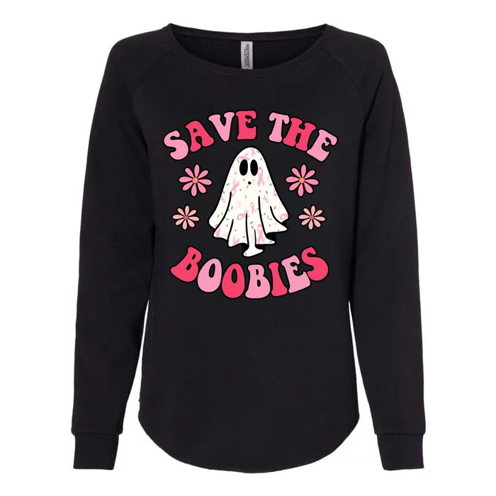 Save The Boobies Breast Cancer Groovy Ghost Womens California Wash Sweatshirt