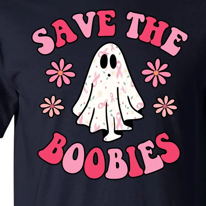 Save The Boobies Breast Cancer Groovy Ghost Tall T-Shirt