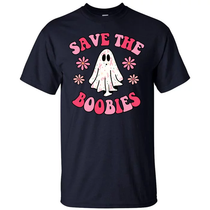 Save The Boobies Breast Cancer Groovy Ghost Tall T-Shirt