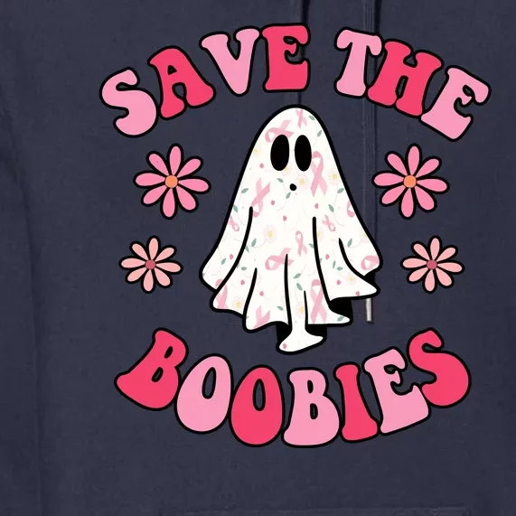 Save The Boobies Breast Cancer Groovy Ghost Premium Hoodie