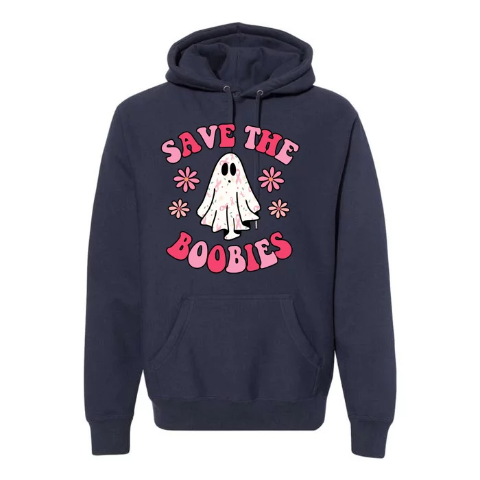 Save The Boobies Breast Cancer Groovy Ghost Premium Hoodie