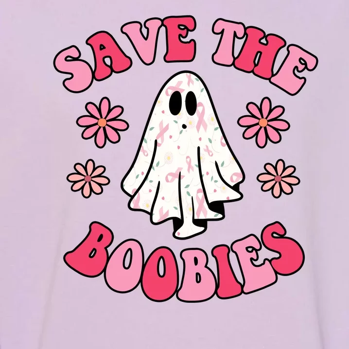 Save The Boobies Breast Cancer Groovy Ghost Garment-Dyed Sweatshirt