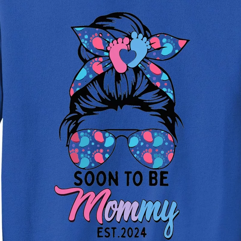 Soon To Be Mommy Est 2024 Messy Bun Pregnancy Announcement Tall Sweatshirt