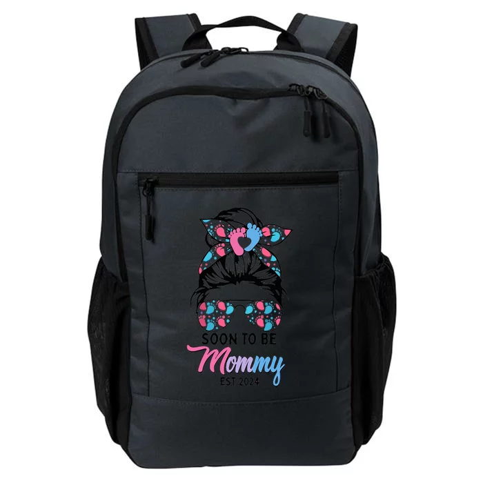 Soon To Be Mommy Est 2024 Messy Bun Pregnancy Announcement Daily Commute Backpack