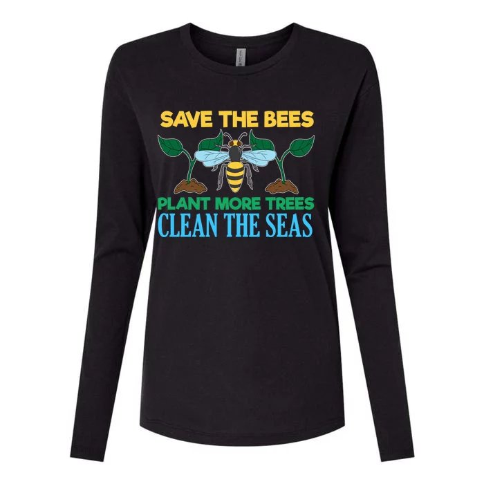 Save The Bees Plant More Trees Clean The Seas Nature Love Gift Womens Cotton Relaxed Long Sleeve T-Shirt