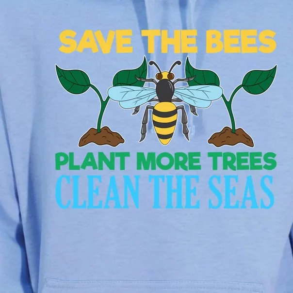 Save The Bees Plant More Trees Clean The Seas Nature Love Gift Unisex Surf Hoodie