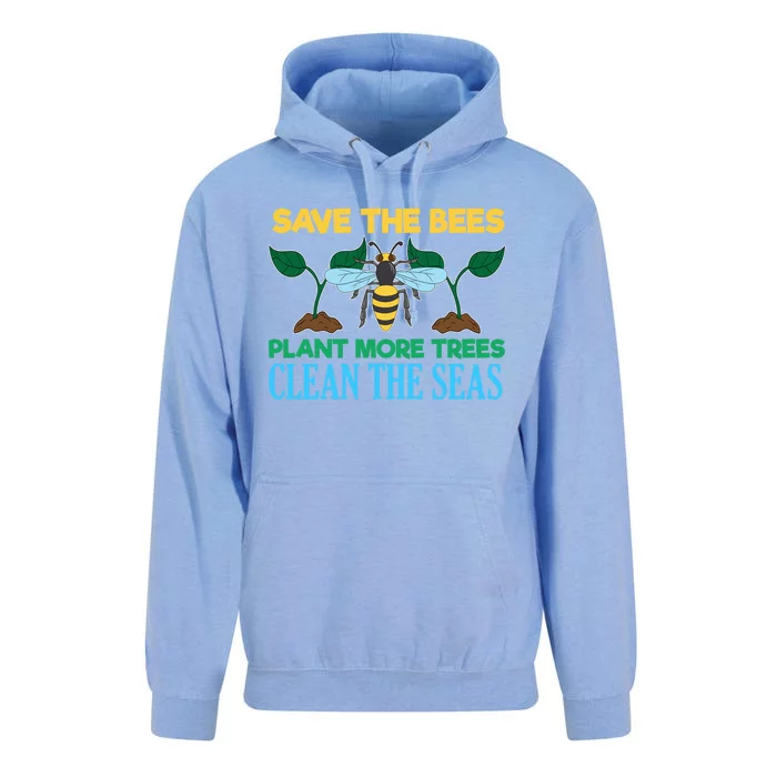 Save The Bees Plant More Trees Clean The Seas Nature Love Gift Unisex Surf Hoodie