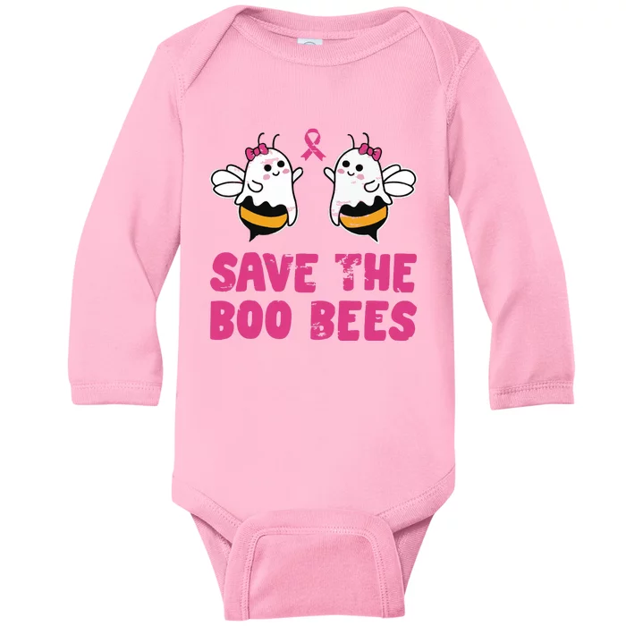 Save The Boo Bees Breast Cancer Awareness Halloween Women Baby Long Sleeve Bodysuit