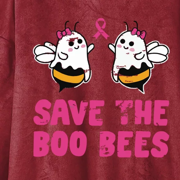 Save The Boo Bees Breast Cancer Awareness Halloween Women Hooded Wearable Blanket