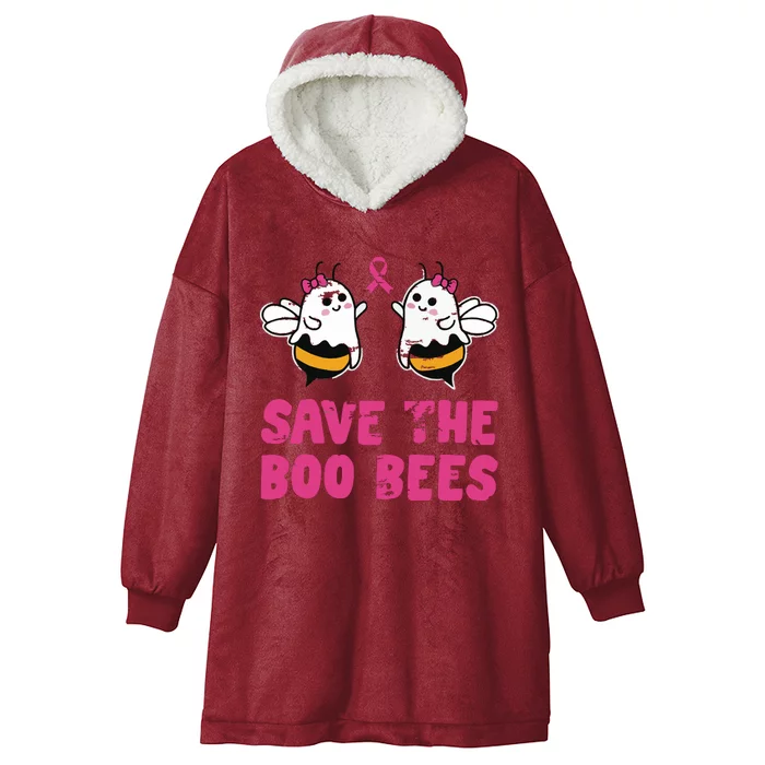 Save The Boo Bees Breast Cancer Awareness Halloween Women Hooded Wearable Blanket