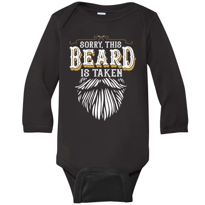 Sorry This Beard Is Taken Country Retro Valentines Day Baby Long Sleeve Bodysuit