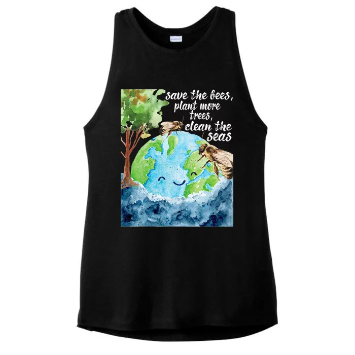 Save The Bees Environmental Protection Earth Day Climate Ladies Tri-Blend Wicking Tank