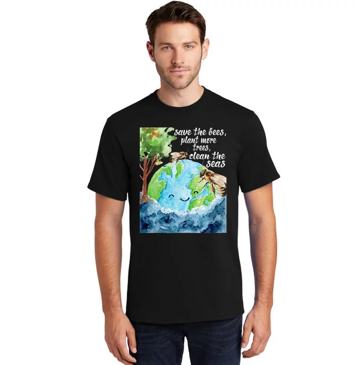 Save The Bees Environmental Protection Earth Day Climate Tall T-Shirt