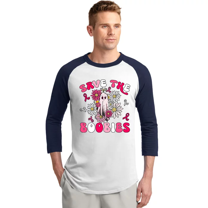 Save The Boobies Ghoul Ghost Halloween Baseball Sleeve Shirt