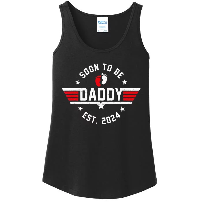 Soon To Be Daddy 2024 Fathers Day First Time Dad Pregnancy Ladies Essential Tank