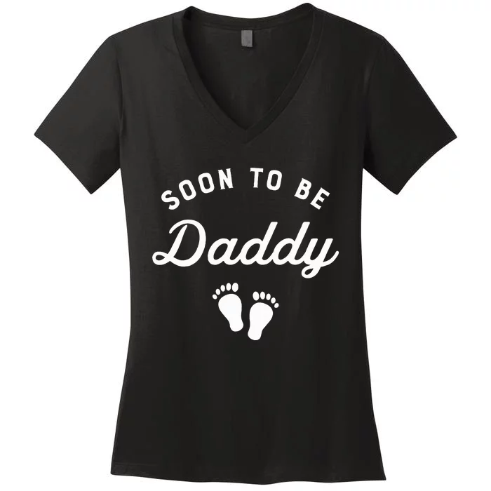 Soon To Be Daddy Funny Pregnancy Announcement Dad Women's V-Neck T-Shirt