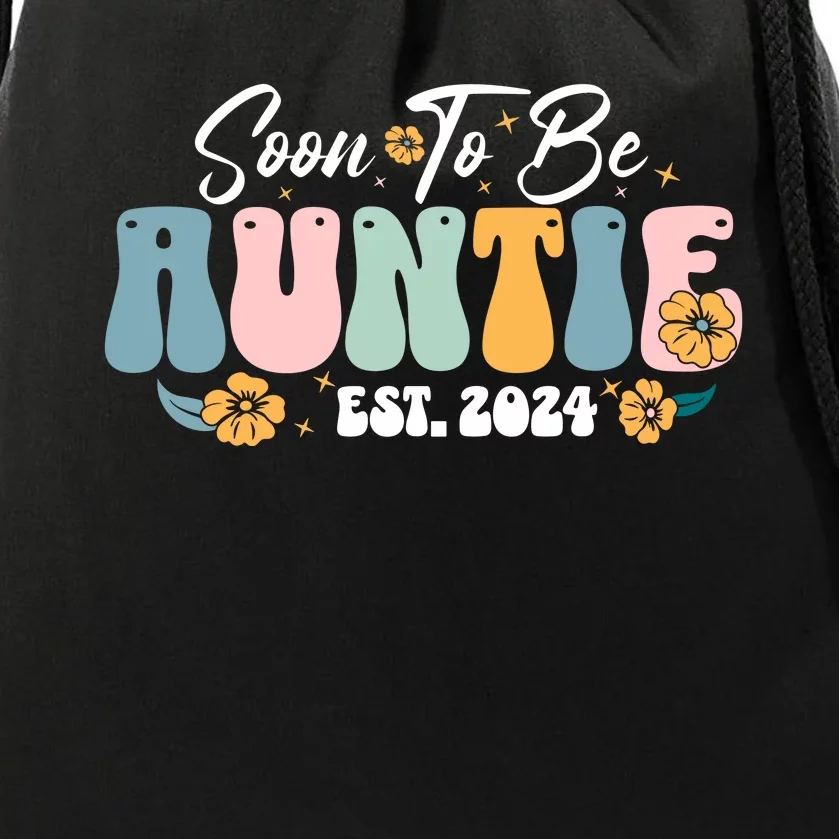 Soon To Be Auntie Est 2024 New Aunt Pregnancy Announcement Drawstring Bag