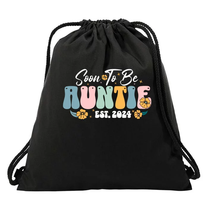 Soon To Be Auntie Est 2024 New Aunt Pregnancy Announcement Drawstring Bag