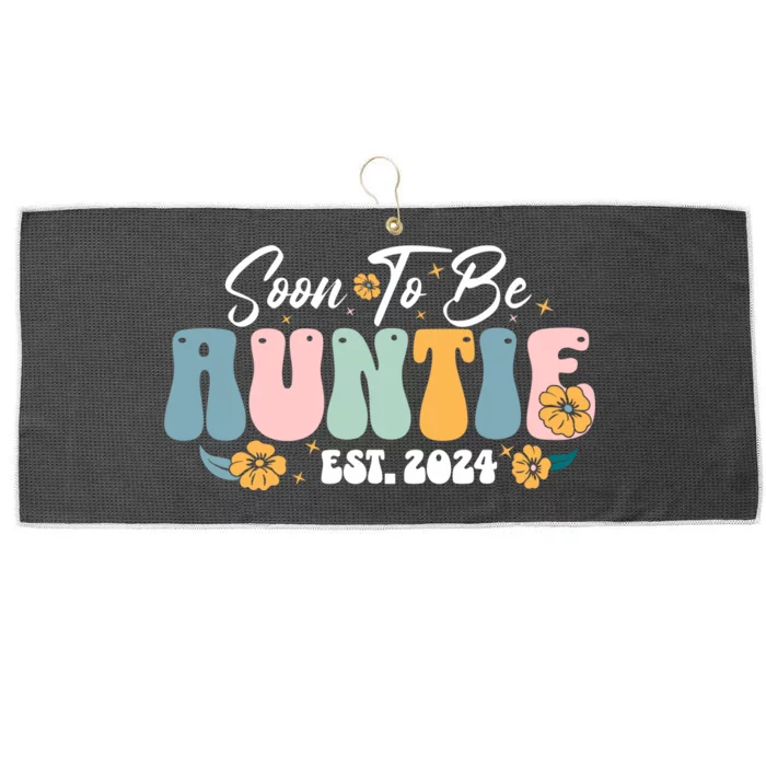 Soon To Be Auntie Est 2024 New Aunt Pregnancy Announcement Large Microfiber Waffle Golf Towel