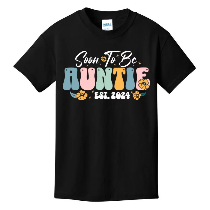 Soon To Be Auntie Est 2024 New Aunt Pregnancy Announcement Kids T-Shirt