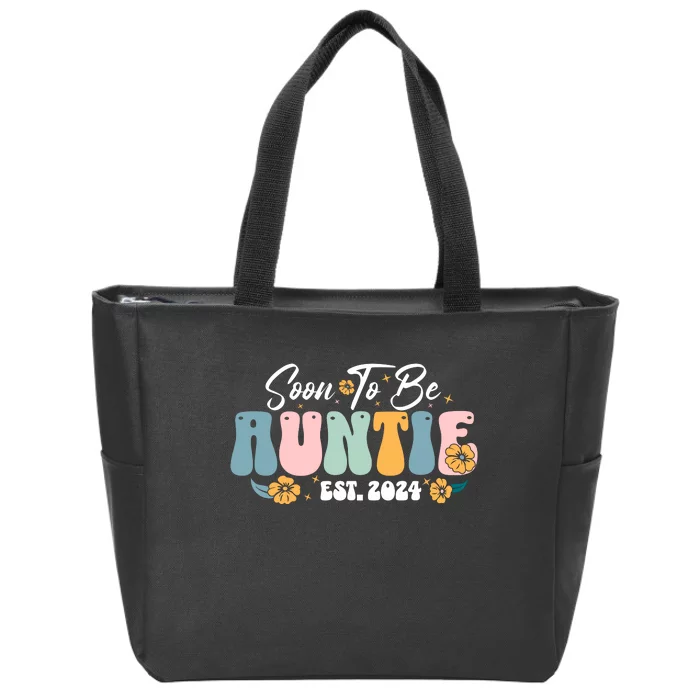 Soon To Be Auntie Est 2024 New Aunt Pregnancy Announcement Zip Tote Bag