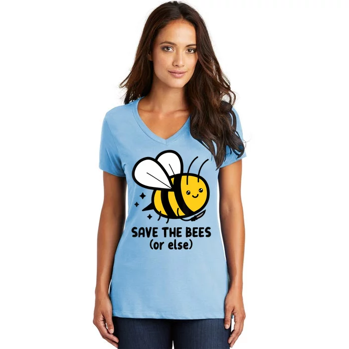 Save The Bees Or Else Knife Nature Animals Women's V-Neck T-Shirt