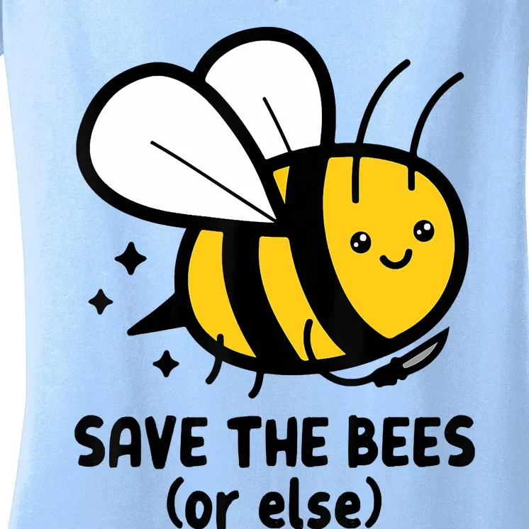 Save The Bees Or Else Knife Nature Animals Women's V-Neck T-Shirt