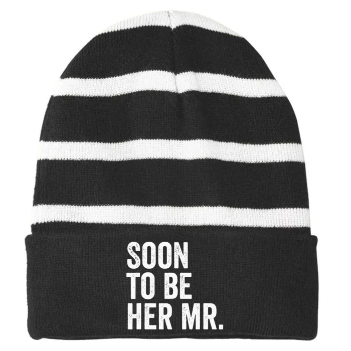 Soon To Be Her Mr Future Husband Gifts From Bride Striped Beanie with Solid Band