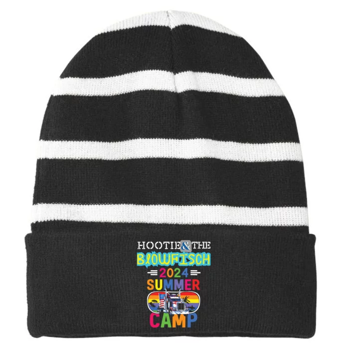 Small The Blowfish Summer Camp With Trucks Striped Beanie with Solid Band