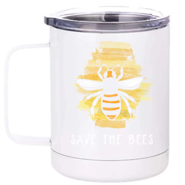 Save The Bees Tee Retro Gift Climate Change Christmas Cool Gift Front & Back 12oz Stainless Steel Tumbler Cup