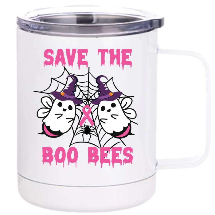 Save The Boo Bees Halloween Breast Cancer Research Awareness Great Gift Front & Back 12oz Stainless Steel Tumbler Cup