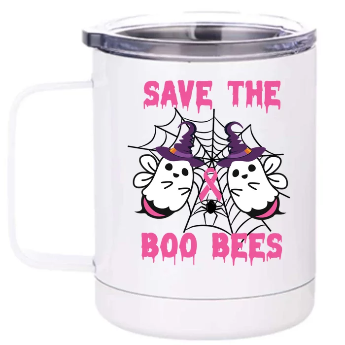 Save The Boo Bees Halloween Breast Cancer Research Awareness Great Gift Front & Back 12oz Stainless Steel Tumbler Cup