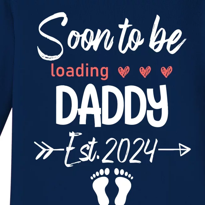 Soon To Be Daddy 2024 Loading Funny Pregnancy Announce Baby Long Sleeve Bodysuit