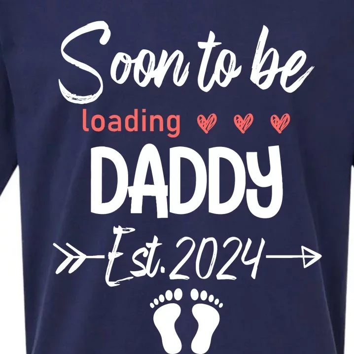 Soon To Be Daddy 2024 Loading Funny Pregnancy Announce Sueded Cloud Jersey T-Shirt