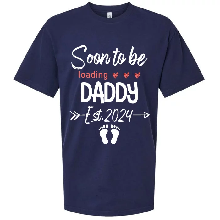 Soon To Be Daddy 2024 Loading Funny Pregnancy Announce Sueded Cloud Jersey T-Shirt