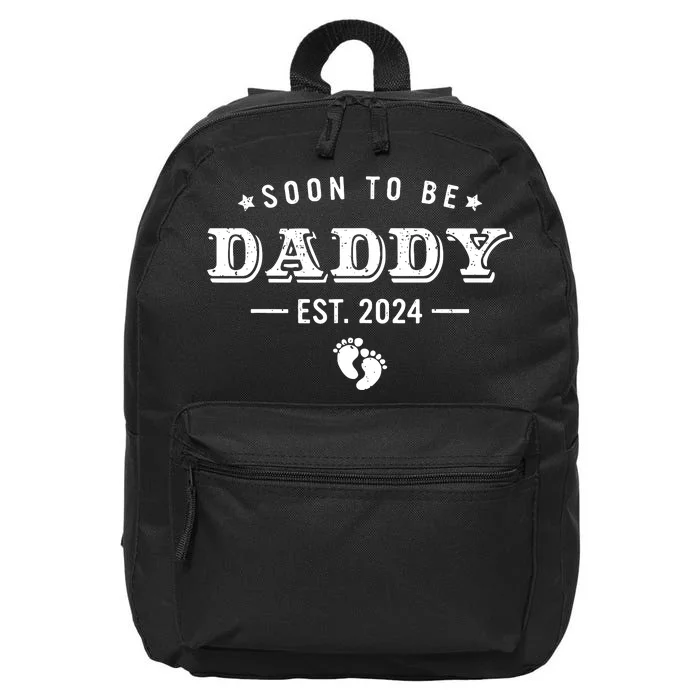 Soon To Be Dad Est 2024 Fathers Day First Time Dad 16 in Basic Backpack