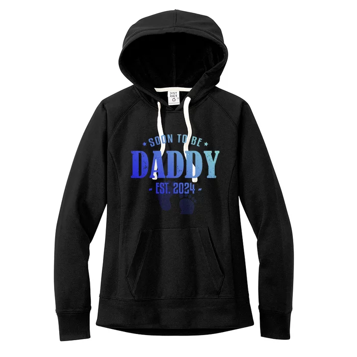 Soon To Be Daddy Est 2024 Vintage Dad To Be Fathers Day Gift Women's Fleece Hoodie