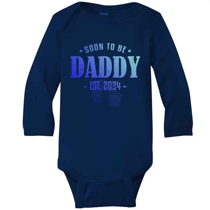 Soon To Be Daddy Est 2024 Vintage Dad To Be Fathers Day Gift Baby Long Sleeve Bodysuit