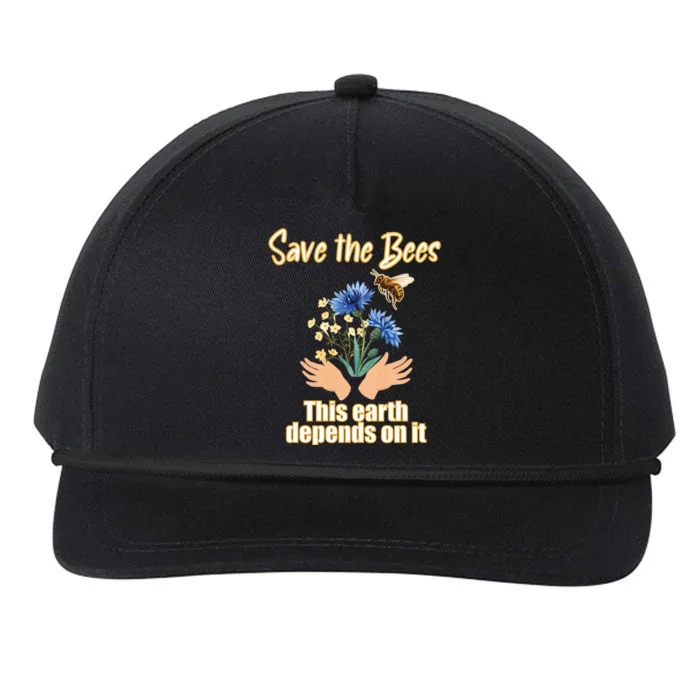 Save The Bees This Earth Depends On It Earth Life Gift Snapback Five-Panel Rope Hat