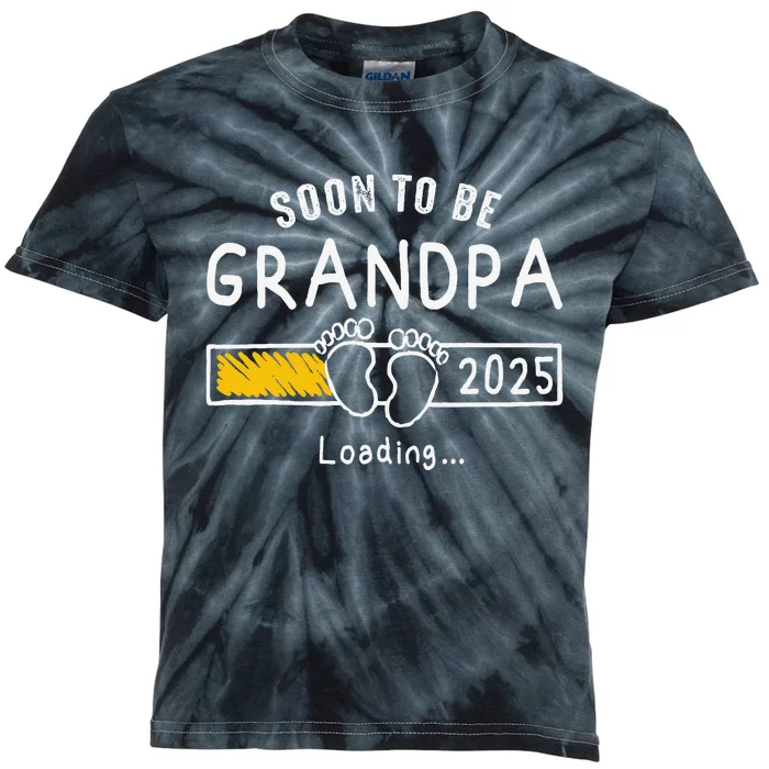 Soon To Be Grandpa 2025 Loading Promoted To Grandpa 2025 Gift Kids Tie-Dye T-Shirt