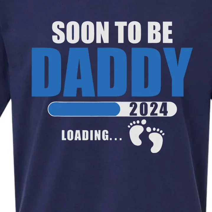 Soon To Be Daddy 2024 Est 2024 Fathers Day First Time Dad Sueded Cloud Jersey T-Shirt