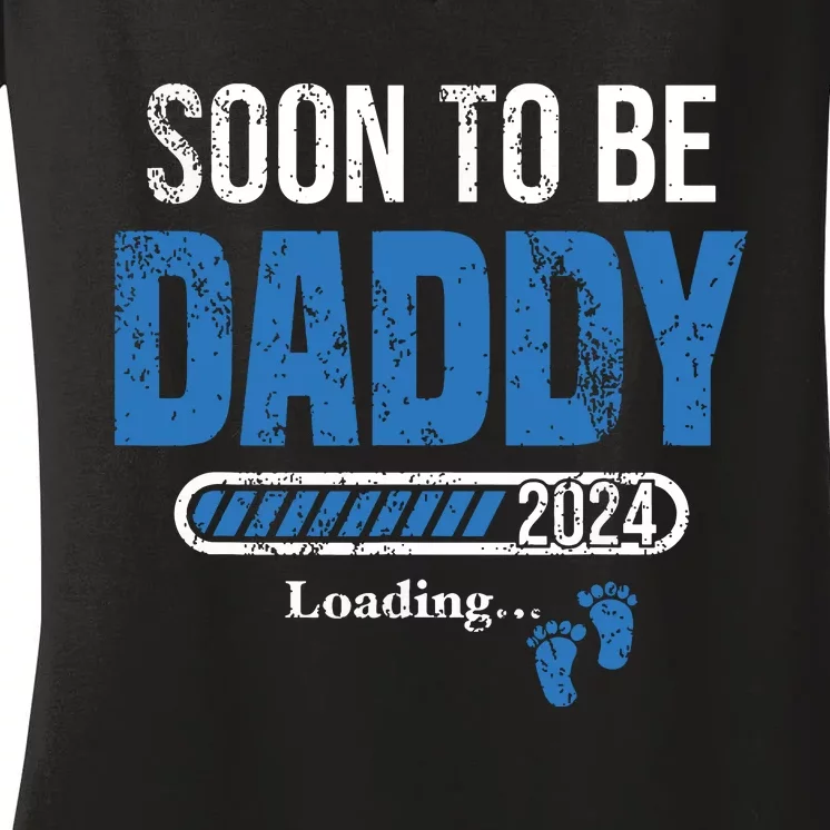 Soon To Be Daddy 2024 Est 2024 Fathers Day First Time Dad Women's V-Neck T-Shirt