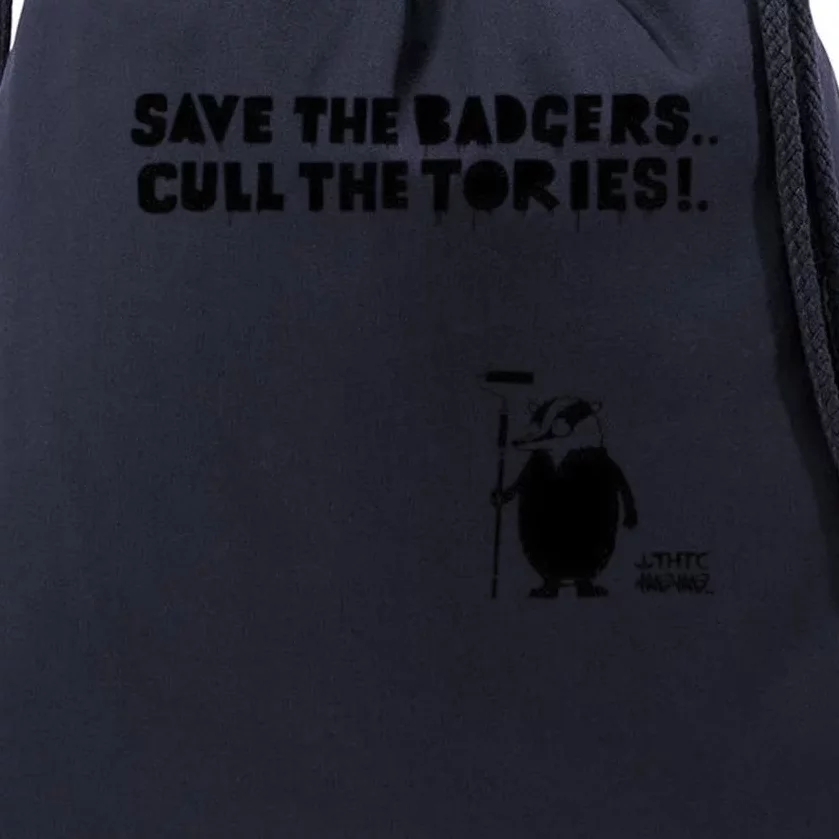 Save The Badgers Cull The Tories Drawstring Bag