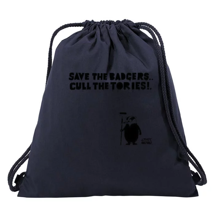 Save The Badgers Cull The Tories Drawstring Bag