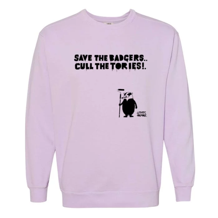 Save The Badgers Cull The Tories Garment-Dyed Sweatshirt