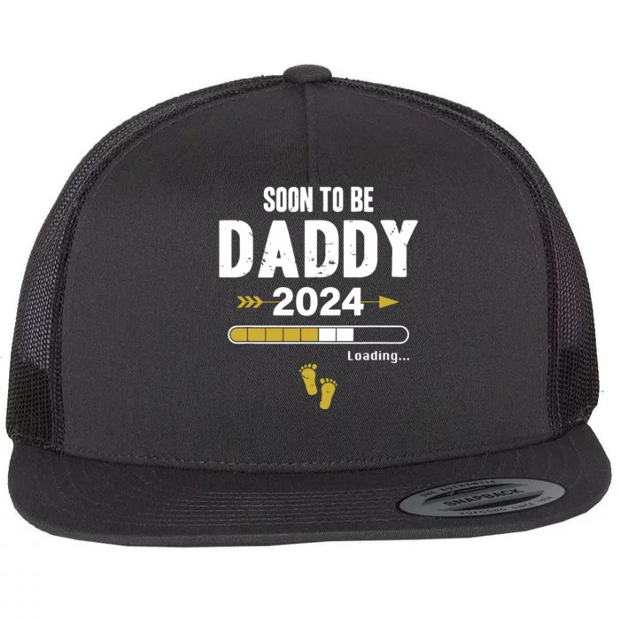 Soon To Be Daddy 2024 Loading Father Pregnancy Birth Baby Flat Bill Trucker Hat