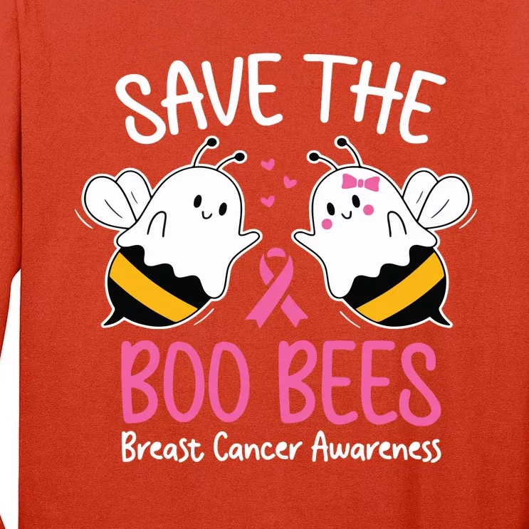 Save The Boobees Boo Bees Breast Cancer Halloween Women Tall Long Sleeve T-Shirt