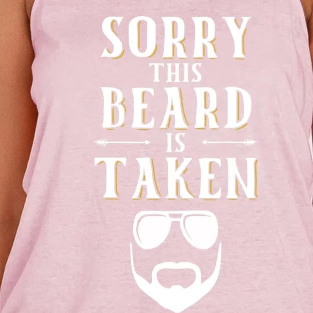 Sorry This Beard Is Taken Funny Gift Valentines Day Funny Gift Women's Knotted Racerback Tank