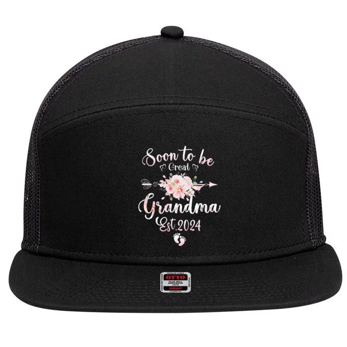 Soon To Be Great Grandma 2024 Mothers Day First Time Grandma 7 Panel Mesh Trucker Snapback Hat