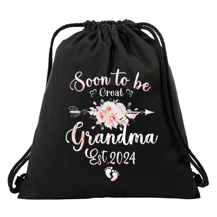 Soon To Be Great Grandma 2024 Mothers Day First Time Grandma Drawstring Bag